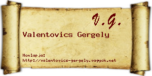 Valentovics Gergely névjegykártya